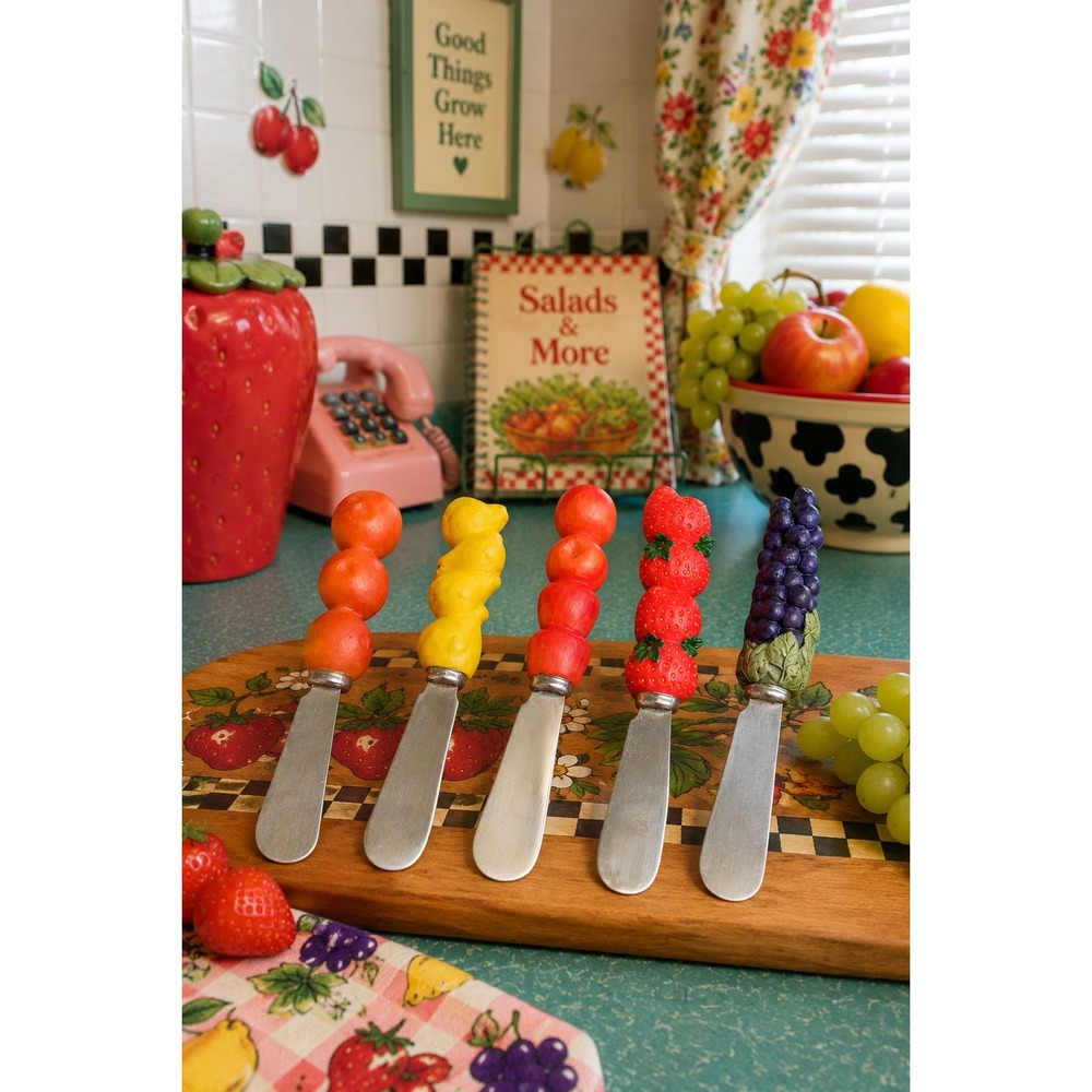 Fruit Handle Cheese Spreaders Set Stainless Steel Novelty Appetizer Knives